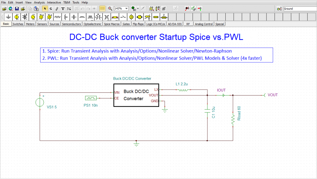 DC DC Buck converter Startup Spice vs. PWL_circuit
