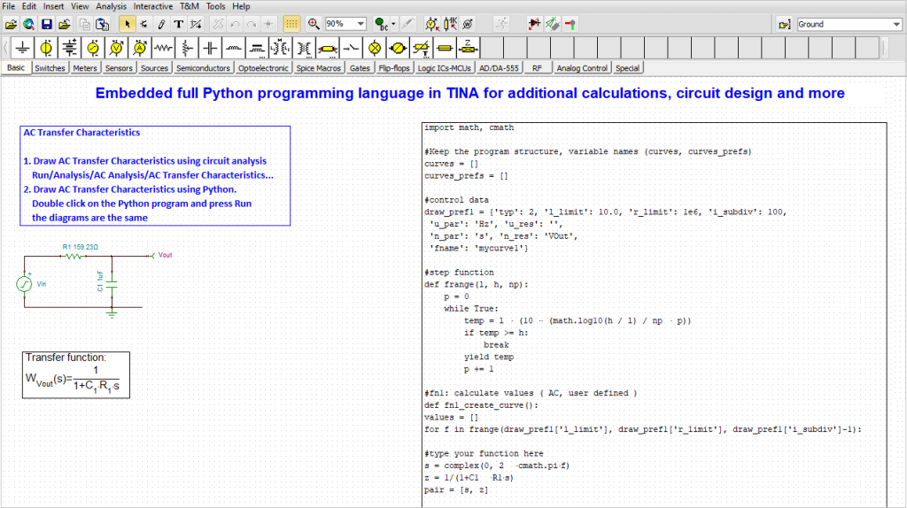 Analyzing an RC circuit using Python