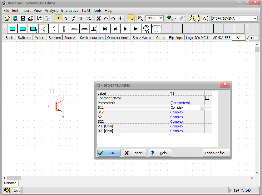 RF components with S-parameter models