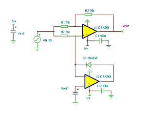 Absolute-value amplifier single-supply 2