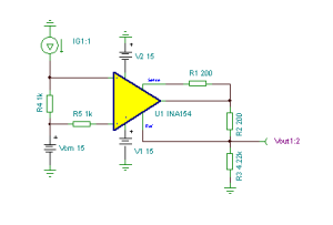 INA154 With Gain-Current Shunt Amplifier circuit