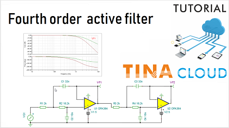 Creating a fourth order active filter circuit using TINACloud