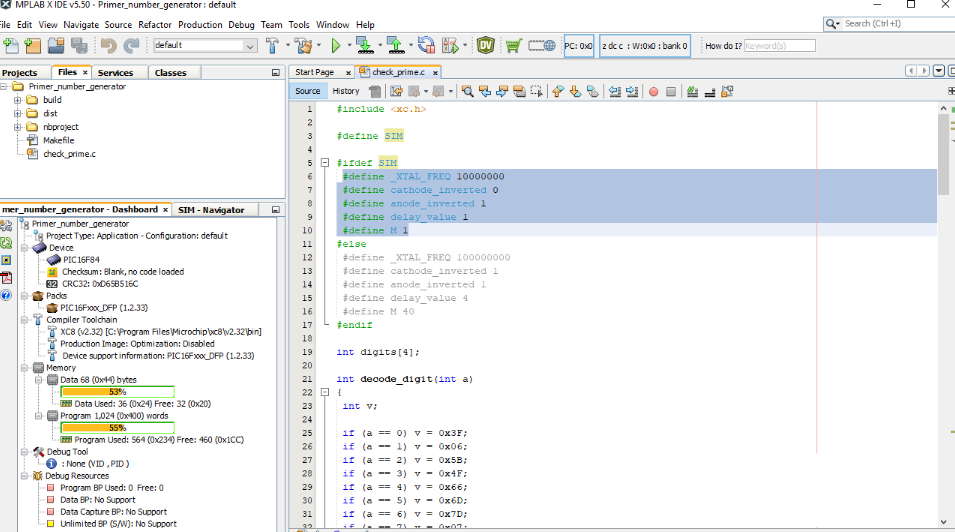 Prime_number_generator_MPLAB editor