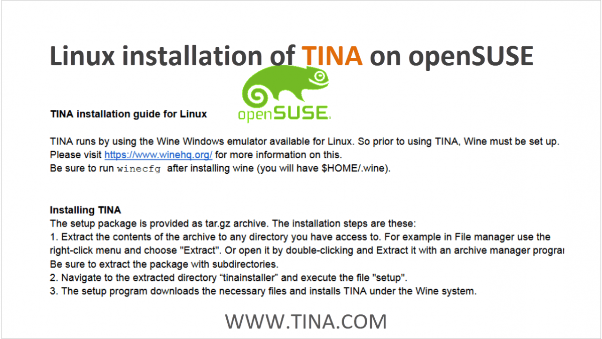 Installing TINA on openSUSE Linux