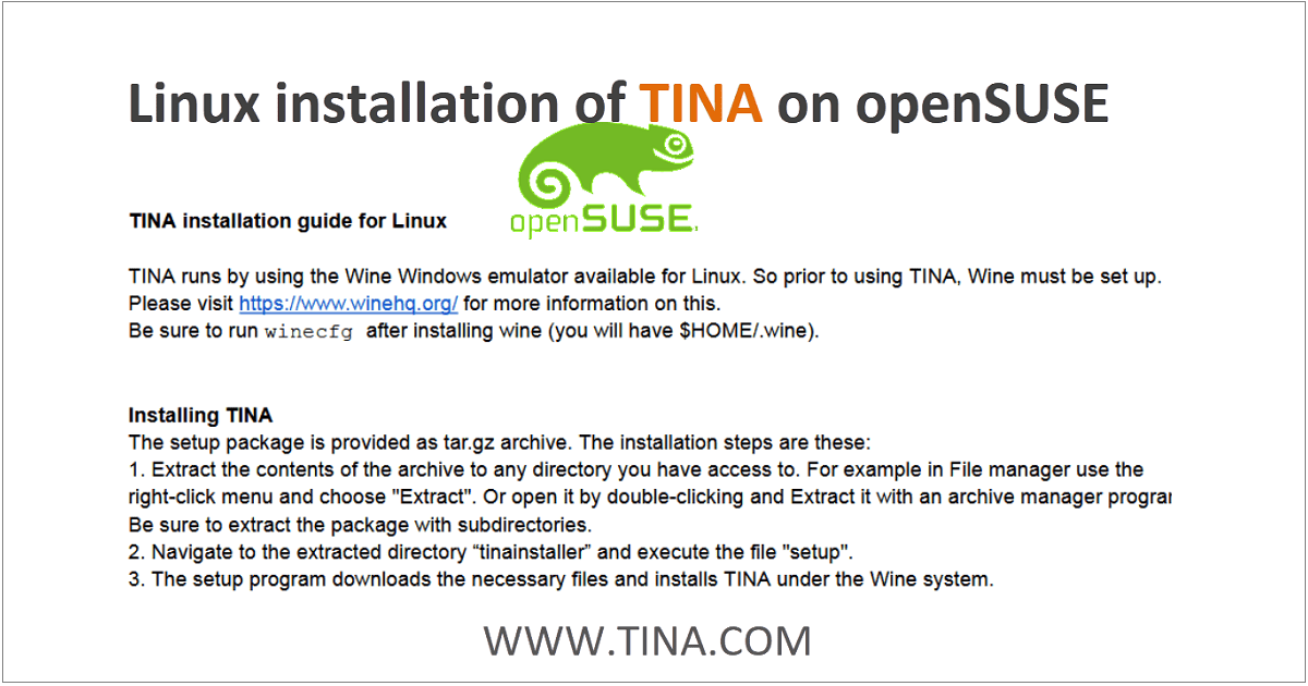 Linux installation of TINA on openSUSE