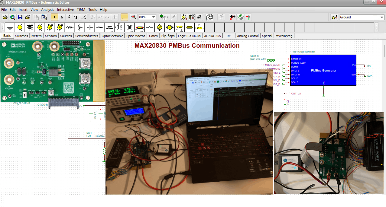 Simulation of MAX20830 DC-DC switching regulator with a PMBus interface ...