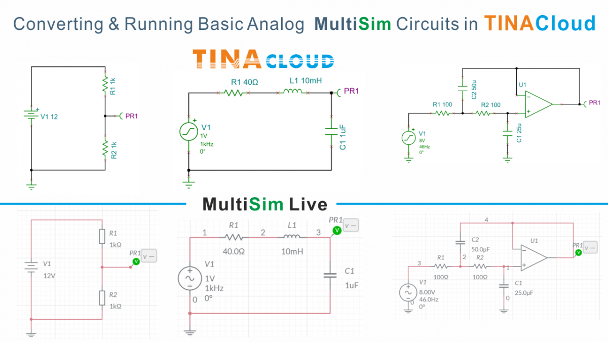 Converting and running basic Multisim Live circuits in TINACloud tumbnail