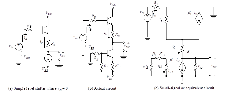 Level shifter, practical operational amplifier, circuit simulation